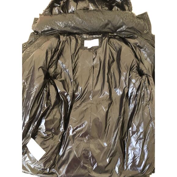 NWT BCBGeneration Hooded Midweight Puffer Jacket in Black/Leopard size XS - Picture 10 of 11